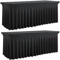 Spandex Tablecloth 8FT Rectangle Table Cover 2 Pack Black Wrinkle-Free by Outpain