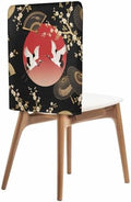 Cherry Blossom Chair Back Covers for Dining Chairs 4 Pack, Harmony Crane Red Moon Paper Fan Washable Removable Chair Slipcover Back Chairs Protector for Wedding Baby Shower Party by AMZRicher