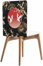 Cherry Blossom Chair Back Covers for Dining Chairs 8 Pack, Harmony Crane Red Moon Paper Fan Washable Removable Chair Slipcover Back Chairs Protector for Wedding Baby Shower Party by AMZRicher