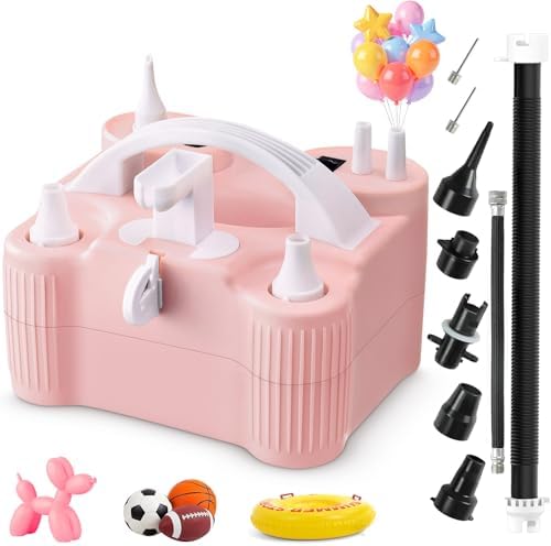 4-in-1 Electric Balloon Pump for All Balloons,Portable Dual Nozzle 600W Air Pump for Balloons,High Power Balloon Blower for Latex Foil 260q Mylar Balloon,Inflation Pool Float and Sports Balls by ziziella