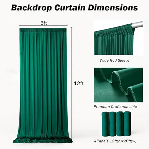 20x12 ft Forest Green Backdrop Curtains for Weddings, Birthdays and Photos - Image 6