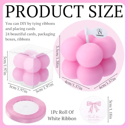 MTLEE 24 Sets Bright Pink Baby Shower Party Favors Small Bubble Candle - Image 6