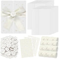 Wedding Invitation Kit, 100 Sets Pre-Folded Vellum Jackets for 5x7 Invites Ribbon Wax Seal Stickers Decorative Pearl Stickers for DIY Wedding Invitations Accessories by Fanuk