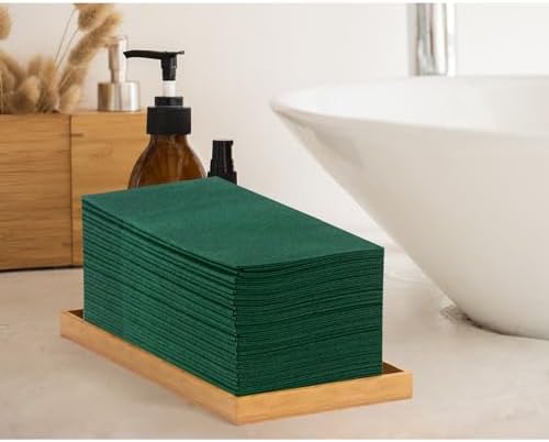 KAMMAK Dark Green Napkins Disposable with Pocket Cloth Like Dinner Paper Napkins 100 Pack Folded Guest Hand Towel for Party Decoration, Wedding Reception, Bathroom or Restaurant (16.5 x 16.5 inch) - Image 4
