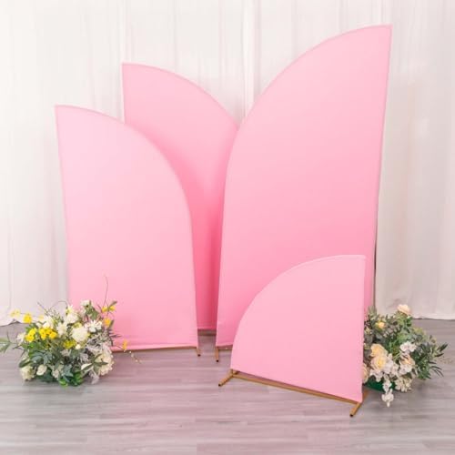 Efavormart Set of 4 Pink Spandex Half Moon Arch Covers, Custom Fit Chiara Backdrop Slipcovers 2.5ft-7ft for Sweet 16 and Vibrant Birthday Parties by efavormart
