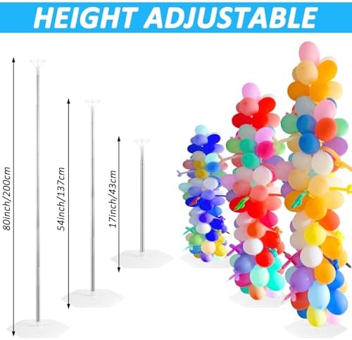 Balloon Column Stand Set of 6, 6.8ft Height Adjustable Balloon Tower Pillar with Base Telescopic 2-in-1 Stainless Steel Balloon Tower Holder for Baby Shower Wedding Birthday Party Decorations - Image 3