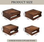 Sieral 4 Pcs Wood Cupcake Stand Dessert Risers for Party,Burnt Wood - Image 2