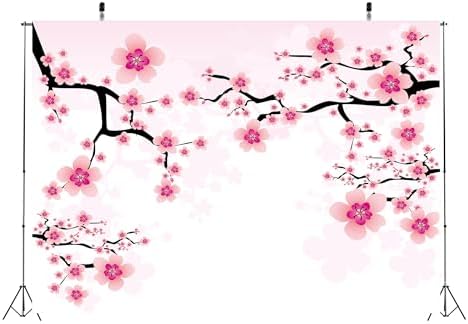 BELECO 9X6ft Fabric Pink Cherry Blossoms Backdrop Watercolor Sakura Spring Romantic Cherry Blossom Floral Background Valentine's Day Shoot Birthday Baby Shower Party Decoration Kids Girls Photo Prop - Image 5