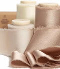 Vitalizart 3 Rolls Handmade Chiffon Silk Ribbon 1 1/2 Inch Nude & White with 3 Rolls Silk Satin Ribbon 1 1/2 inch Champagne & Nude by Vitalizart