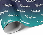 MyPupSocks Custom Text Wrapping Paper, Gradient Black And Blue Wrapping Paper Roll Personalized Gift Wrap Paper with Funny Logo Name for Mom Dad Grandma Birthday Christmas 58x23 3 Rolls - Image 3