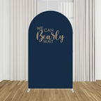 Dark Blue Arch Backdrop Stand Covers for Baby Shower Parties We Can Bearly Wait Theme Arched Fabric Cover Kids Birthday Party Favors Decor Banner (3.3x6.6FT) - Image 3