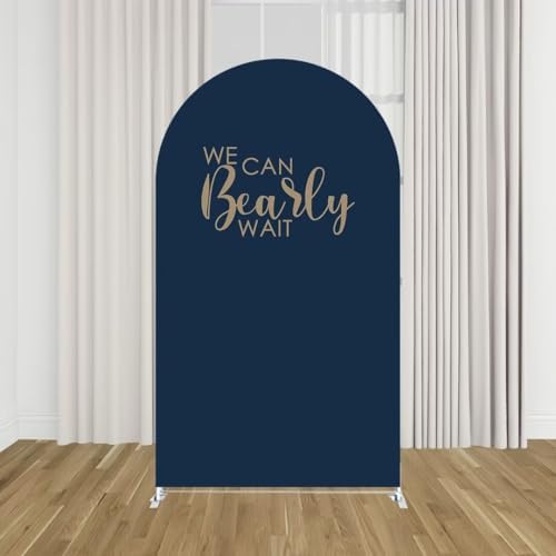 Dark Blue Arch Backdrop Stand Covers for Baby Shower Parties We Can Bearly Wait Theme Arched Fabric Cover Kids Birthday Party Favors Decor Banner (4x7.2FT) - Image 3