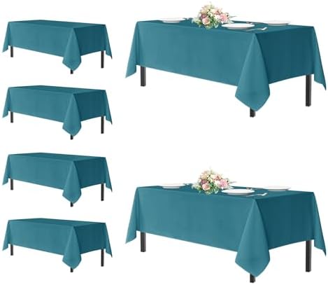 sancua Teal Tablecloths Rectangle, 6 Pack Table Cloth for 8 Foot Tables by sancua