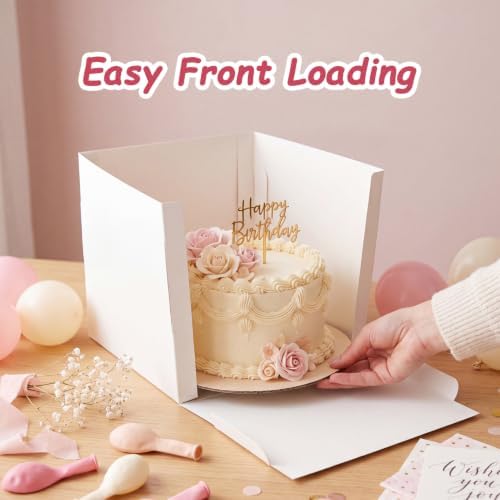 CRUGLA 24 Pack 10x10x10 Cake Boxes, White Bakery Window Boxes - Image 4