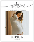 Andaz Press 16"x20" Personalized Canvas Baby Shower Welcome Sign, Custom Photo Minimal Gender Neutral Large Welcome Baby Shower Sign for Easel Stand, Baby Shower Decorations by AndazPress