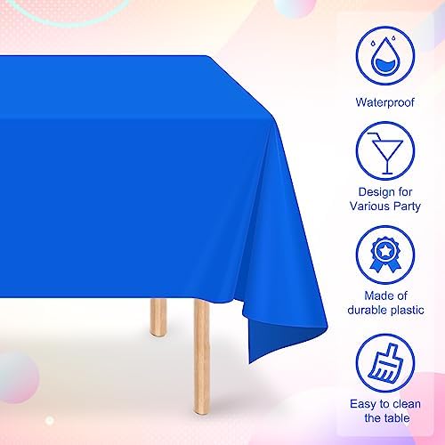 32 Pack Blue Plastic Tablecloth for Rectangle Tables, Premium Decorative Royal Blue Disposable Table Cloths for Parties, Rectangle Party Table Cover for Birthday, Wedding, Anniversary, 54 x 108 Inch - Image 3