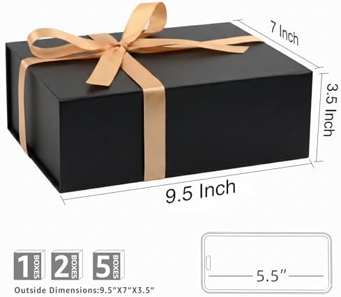 Black Birthday Gift Box with Magnetic Lid for Presents, 9.5"x7"x3.5" - Image 2