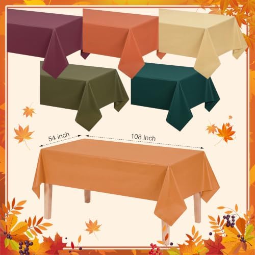 Jinei 24 Pcs Fall Plastic Tablecloth Thanksgiving Table Cover Disposable - Image 2