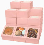 Bakepacker Bakery Boxes with Window, Pink, 4"x4"x2.5", 400pcs - Image 3
