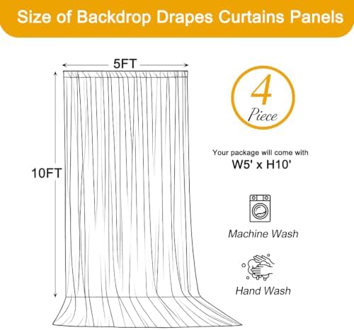 20ft x 10ft Navy Blue Backdrop Curtains, 4 Panels Navy Drapes for Backdrop - Image 4