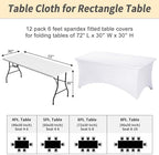 Fixwal 12 Pack 6FT White Tablecloth Rectangle Spandex Fitted Table Cover - Image 3