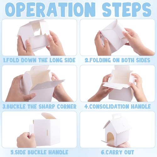 ARELUX 30 Pcs Cat House Shaped Party Favor Boxes, Foldable Pet Adoption Treat Gift Boxes with DIY Stickers - Blank Goodie Bags for Kitten Birthday, Cat Themed Events - Image 7