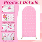 3Pcs Pink Arch Backdrop Cover Pink Stretchy Arch Backdrop Stand Cover Cartoon Cat Bow Spandex 4ft 5ft 6ft Background Covers Cute Spot Photos Prop Covers for Wedding Bridal Baby Shower Photo Decoration - Image 3
