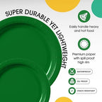 Party Solids Exquisite Emerald Green Paper Plates Disposable Heavy Duty 200 Pcs - 100-7" & 100-9" Emerald Green Disposable Plates for Party Heavy Duty 350 GSM for Birthday Supplies - Image 4