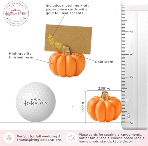 Kate Aspen 12pcs Fall Decor Orange Pumpkin Place Card Holder, Place Settings for Thanksgiving Table Decor, Fall Themed Weddings, Bridal Brunches (Place Cards Included) - Image 6