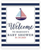 Andaz Press Personalized Large Canvas Baby Shower Welcome Sign, 16 x 20 Inches, Nautical Sail Boat, Guestbook Alternative, Custom Baby Shower Sign, for Nautical Baby Shower, Baby Sprinkle Theme by AndazPress