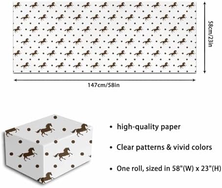 Flat Horse Pattern Birthday Gift Wrapping Paper for Family Boys Girls,Beautiful Gift Tissue Paper for Christmas Wedding Baby Shower 58"x 23" Gift Paper (Horse,3 Rolls) - Image 5