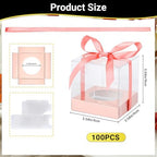 EUSOAR Rose Cupcake Boxes, 100 Packs 3.5 Inch Clear Single Individual Pastry Cupcake Containers with Inserts, Dessert Muffins Holder Disposable Cake Carrier for Wedding Party Favor Decor-Rose Gold - Image 2