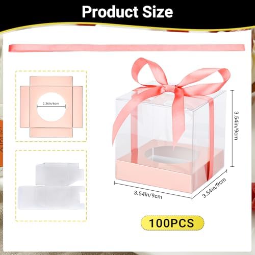 EUSOAR Rose Cupcake Boxes, 100 Packs 3.5 Inch Clear Single Individual Pastry Cupcake Containers with Inserts, Dessert Muffins Holder Disposable Cake Carrier for Wedding Party Favor Decor-Rose Gold - Image 2