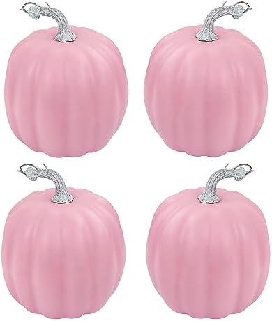vensovo 6 Inch Pink Artificial Pumpkins, 4 Pack by vensovo