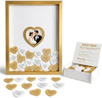 Gold Wedding Guest Book Alternative, Guest Book Wedding Reception, Wedding Guest Book with Wooden Hearts Guest Book Signs for Wedding Anniversary Birthday Party Baby Shower by Unknown