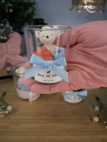 Gender Reveal Candles with Teddy Bear Baby Shower Set of 12 - Image 3
