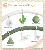 Little Dove Tummy Time Mat with 6 Toys, Macrame Baby Play Mat for Newborn, Baby Gym with 12 Milestone Cards, Stage-Based Sensory and Motor Skill Development Baby Play Gym, Non Slip Mat Washable, Green - Image 3