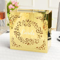 NiHome Golden Mirror Acrylic Wedding Card Box with Sliding Lid, Large Capacity for 80-100 Cards, Premium Gold Acrylic with Bold Cards Print for Weddings, Parties, Baby Showers, Keepsakes, Receptions by NiHome