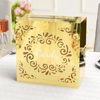 NiHome Golden Mirror Acrylic Wedding Card Box with Sliding Lid, Large Capacity for 80-100 Cards, Premium Gold Acrylic with Bold Cards Print for Weddings, Parties, Baby Showers, Keepsakes, Receptions by NiHome