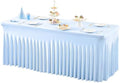 1 Pack Baby Blue Tableclothes for 8 Foot Rectangle Tables, One-Piece Wrinkle Resistant Stretch Spandex Table Covers with Skirt for Event Banquet Wedding Birthday Party by PartyTalk
