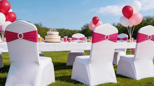 50 Pack Hot Pink Spandex Chair Sashes - Image 5