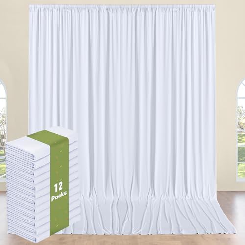 12 Panels 5x14ft White Backdrop Curtains for Parties, Wrinkle Free Polyester White Photo Backdrop Drapes 14 ft Long Back Drop Cloth for Wedding Birthday Photography Background Party - Image 7
