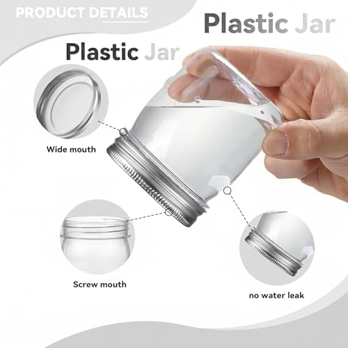 novelinks 8 oz Plastic Mason Jars and Clear Plastic Jars with Lids 8 oz - Image 3