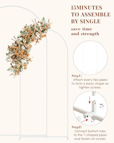 Wedding Arch, Metal Arch Backdrop Stand, White, 7.2FT, 6FT - Image 4