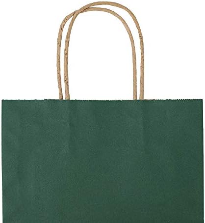 bagmad 100 Pack 8x4.75x10 Inch Medium Green Gift Paper Bags with Handles Bulk, Kraft Bags, Craft Grocery Shopping Retail Party Favors Wedding Business Sacks (Dark Green, 100pcs) - Image 4