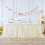 Suppromo 14ft Champagne Table Skirts for Rectangle Tables or Round Tables Champagne Tulle Tutu Table Cloths Cover for Birthday Party Wedding Baby Shower Dessert Cake Table Decorations by Suppromo