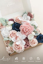 Ling's moment Artificial Pink Flowers Combo, Dusty Rose & Navy, Grand - Image 6