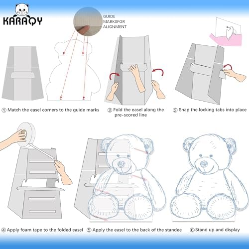 4PCS Blue Bear Baby Shower Decorations, We Can Bearly Wait Toile de Jouy Teddy Bear Cardboard Cutouts Standee Set, Blue Safari Baby Shower Party Supplies - Image 3