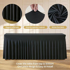 6 Pack 6ft Black Spandex Table Cloths for Rectangle Tables Wrinkle Free Black Rectangle Tablecloths, Stretch Fitted Table Cover with Skirt for Wedding Birthday Party Banquet Baby Shower Buffet Event - Image 5