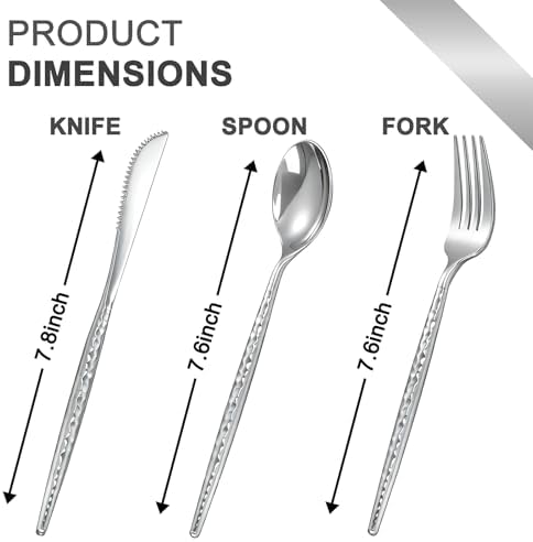 WILLIFE 300 Pcs Silver Plastic Silverware, Heavy Duty Plastic Silverware - Image 2